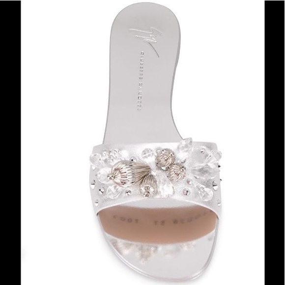 Giuseppe Zanotti Shoes - giuseppe zanotti BNIB silver jeweled flat slides
